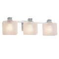 Justice Design Group Fusion Ardent 3 Light Polished Chrome Bath Bar Frosted Crackle Rectangle Shade