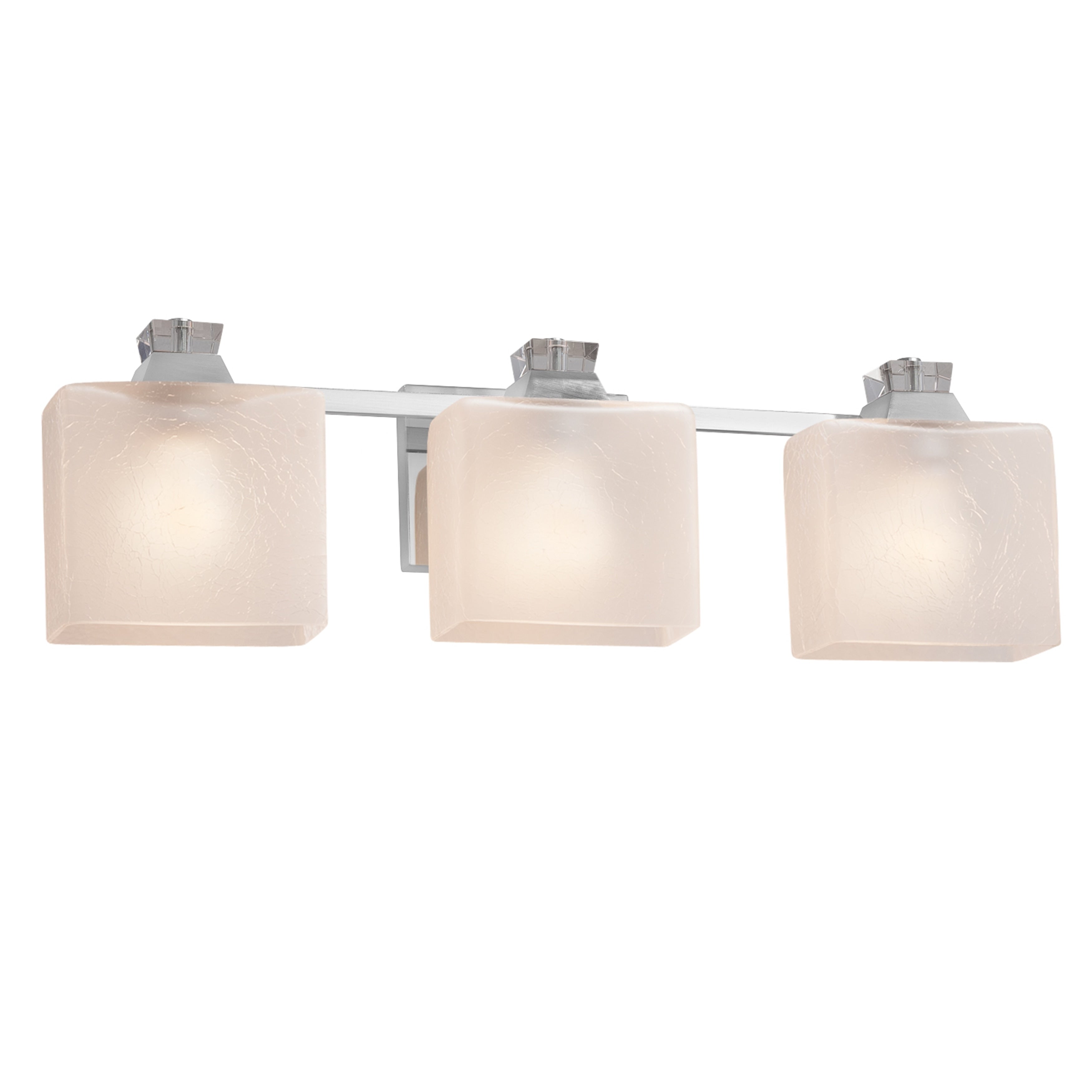 Justice Design Group Fusion Ardent 3 Light Polished Chrome Bath Bar Frosted Crackle Rectangle Shade