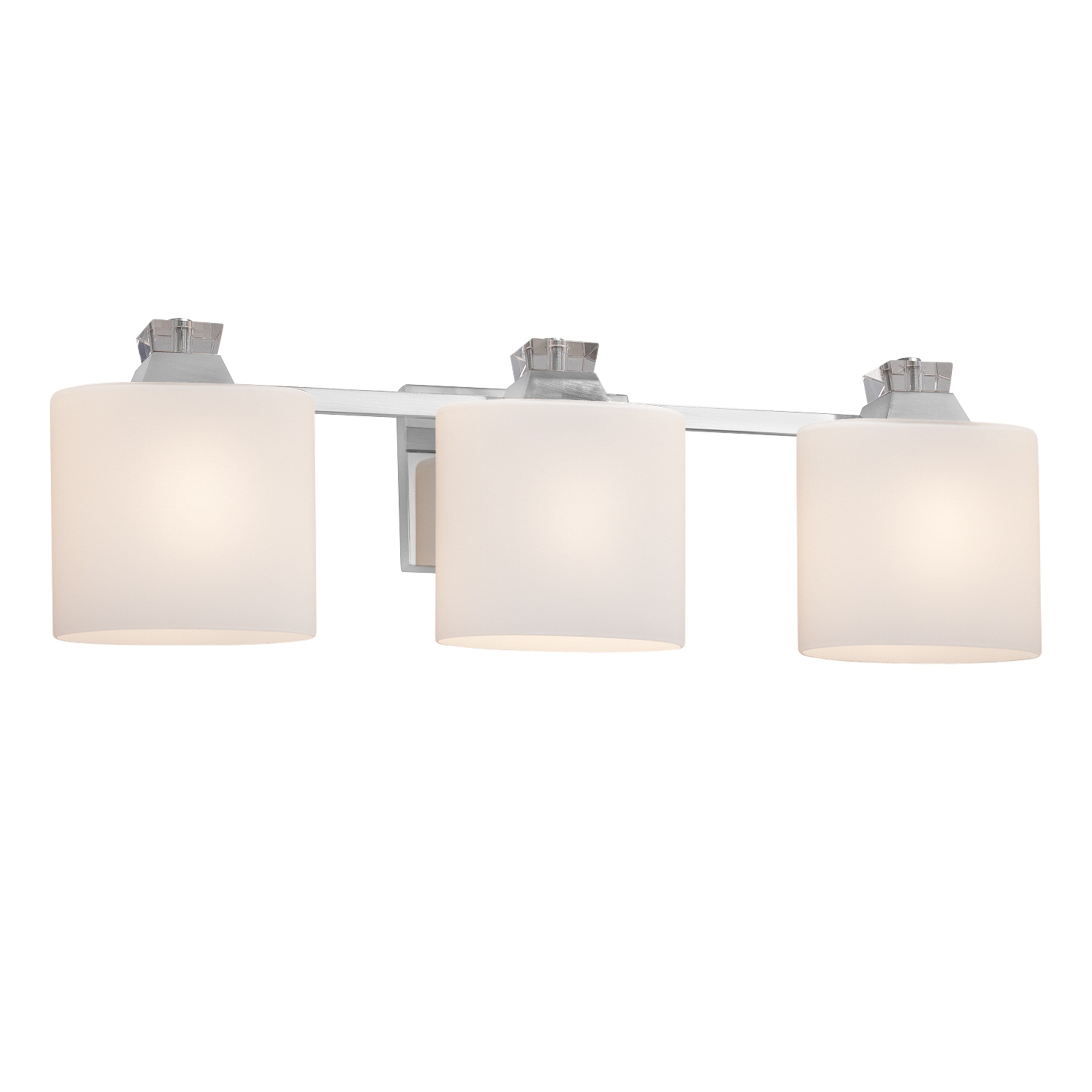 Justice Design Group Fusion Ardent 3 Light Polished Chrome Bath Bar Opal Oval Shade