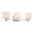 Justice Design Group Fusion Ardent 3 Light Polished Chrome Bath Bar Opal Rectangle Shade