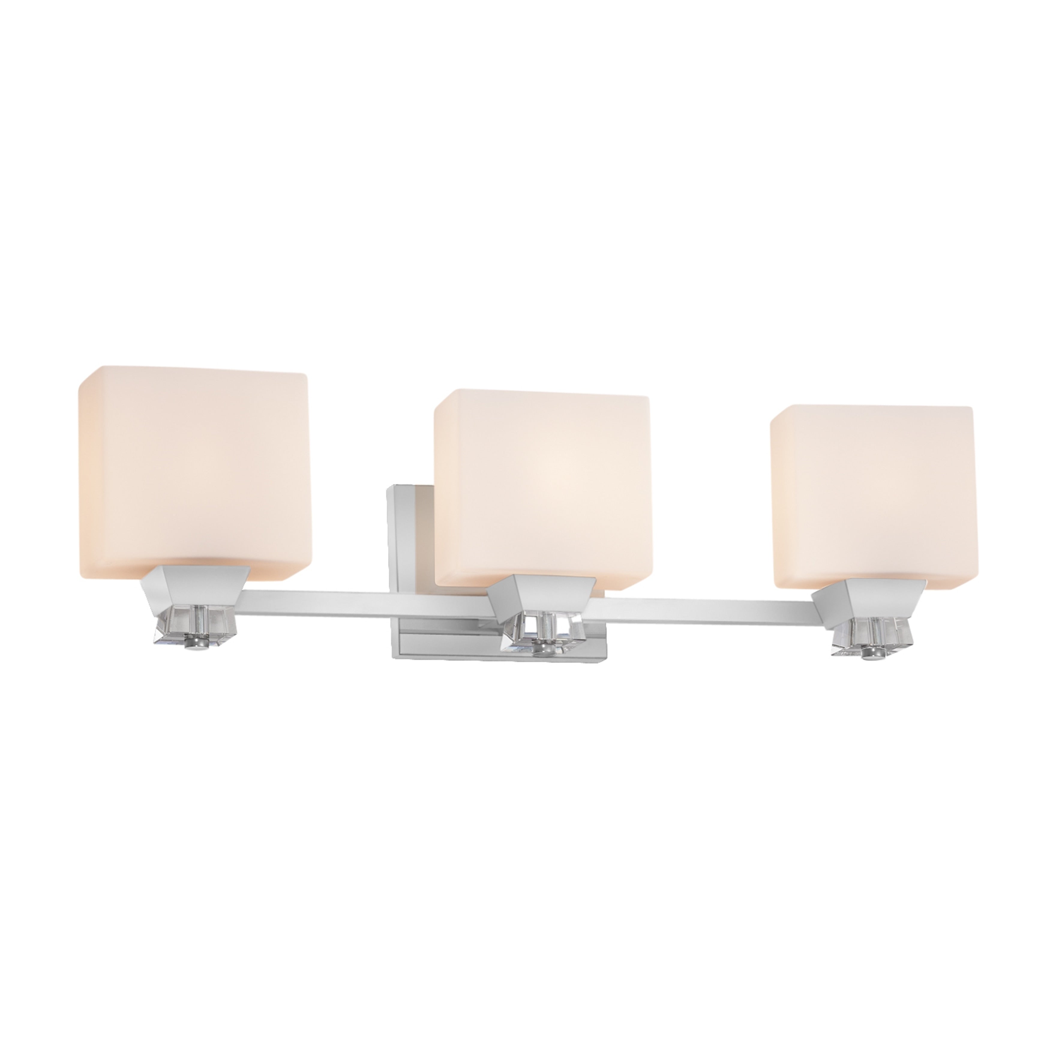 Justice Design Group Fusion Ardent 3 Light Polished Chrome Bath Bar Opal Rectangle Shade