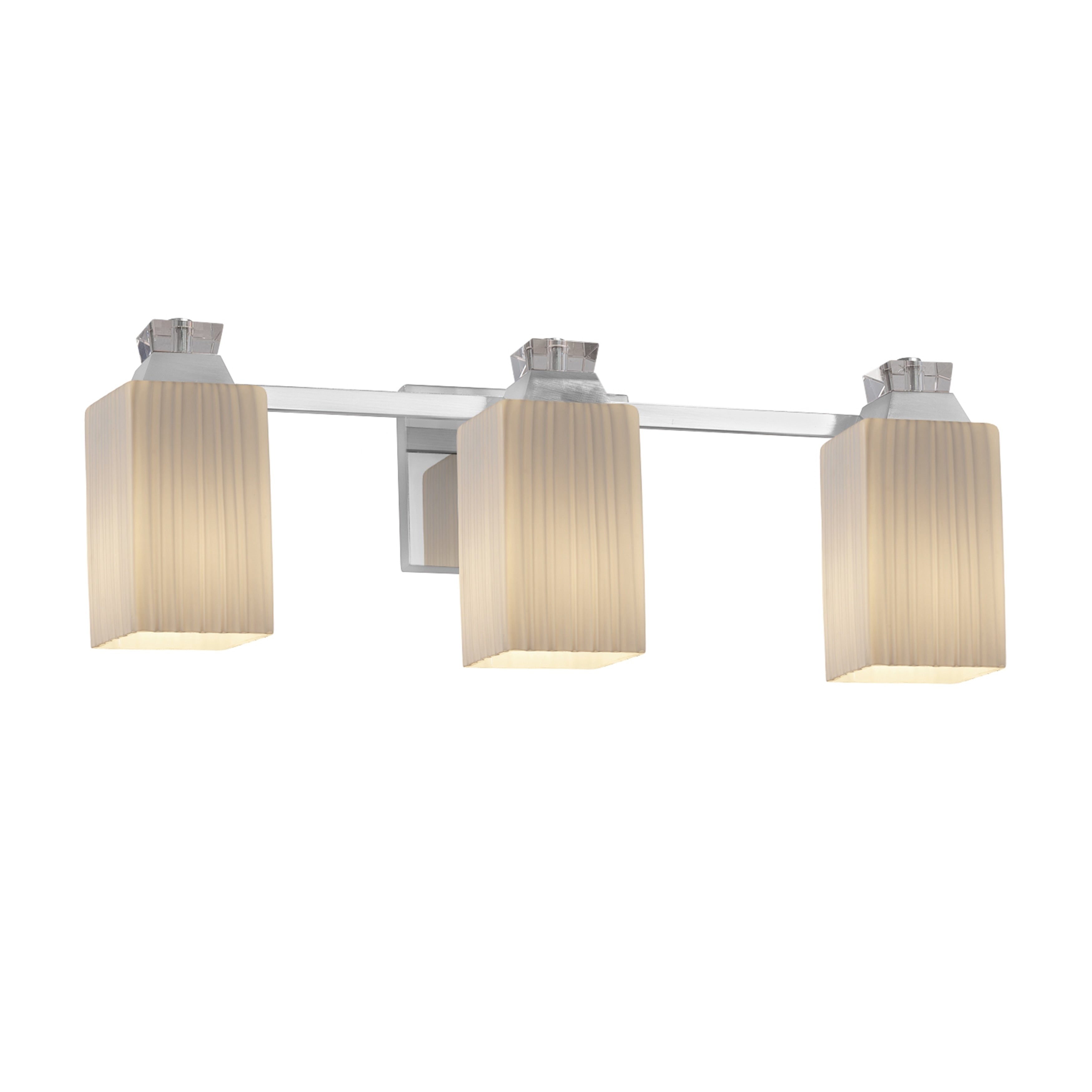 Justice Design Group Fusion Ardent 3 Light Polished Chrome Bath Bar Ribbon Square W Flat Rim Shade