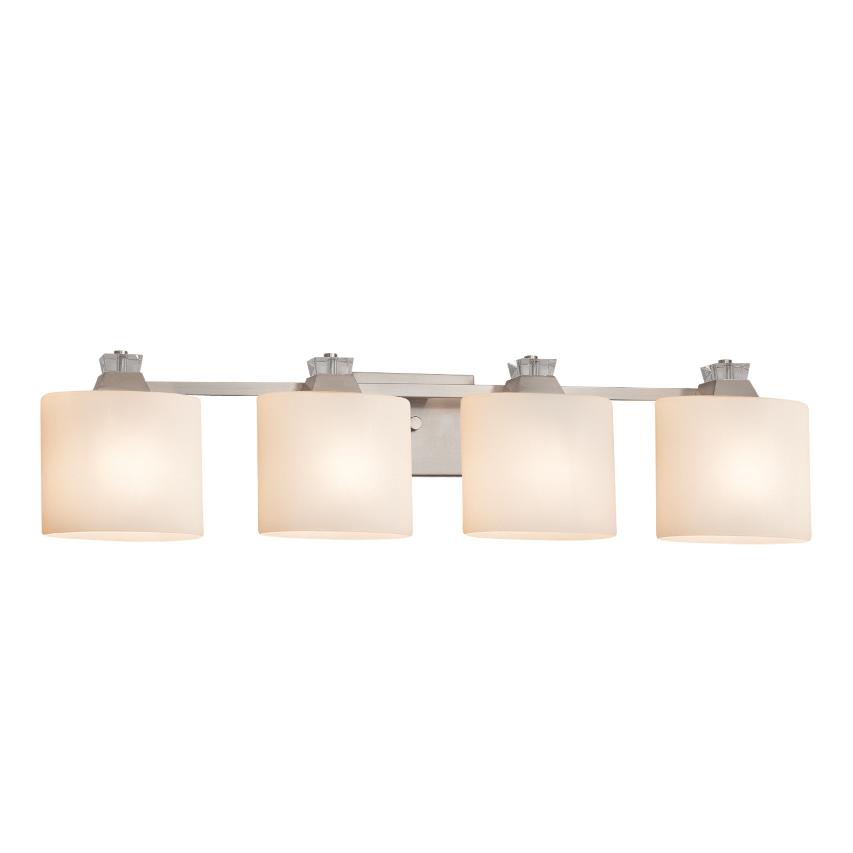 Justice Design Group Fusion Ardent 4 Light Brushed Nickel Bath Bar Opal Oval Shade