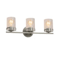 Justice Design Group Fusion Atlas 3 Light Brushed Nickel Bath Bar Seeded Cylinder W Flat Rim Shade