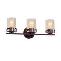 Justice Design Group Fusion Atlas 3 Light Dark Bronze Bath Bar Seeded Cylinder W Flat Rim Shade