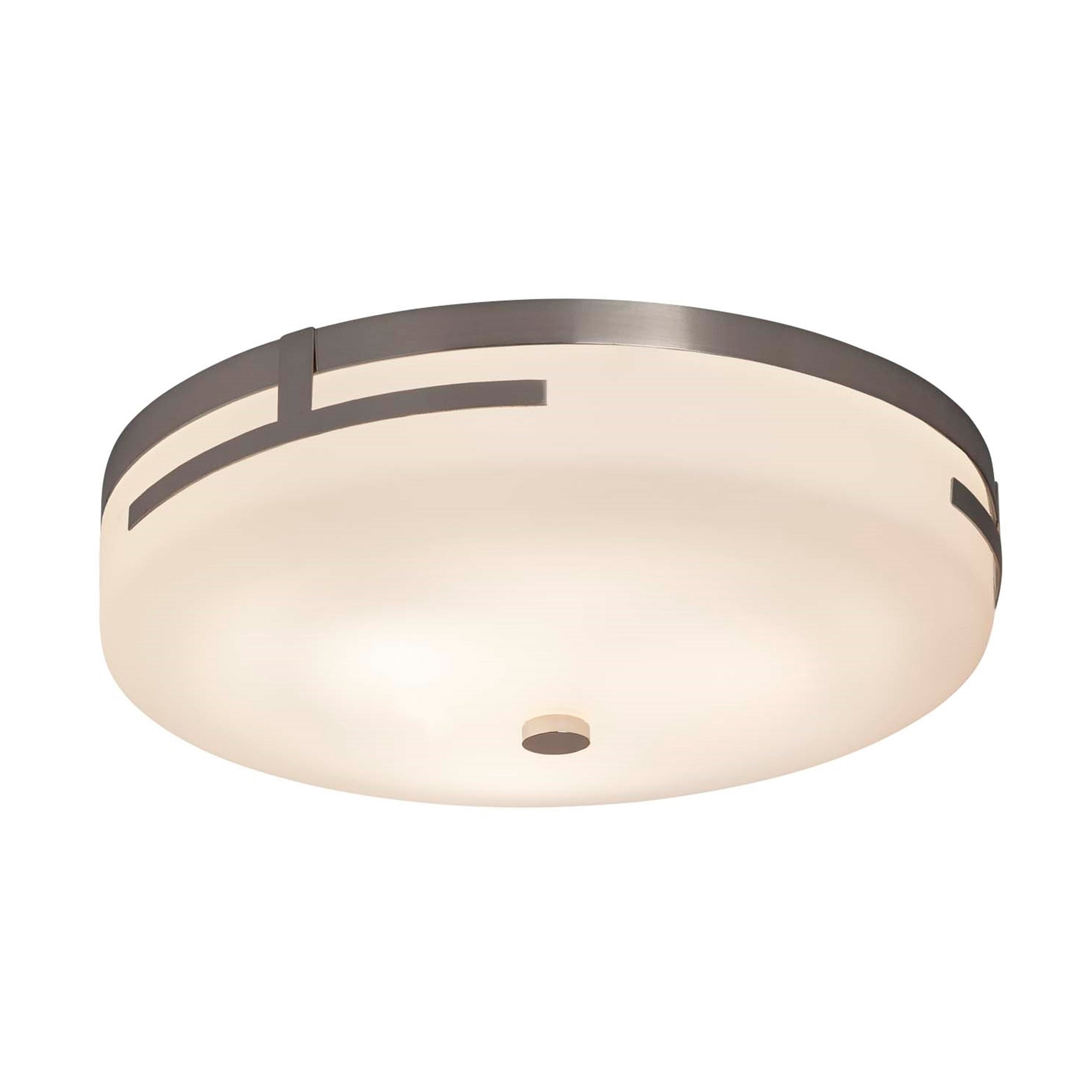 Justice Design Group Fusion Atlas Brushed Nickel 14 Inch Led Round Flush Mount Opal Shade