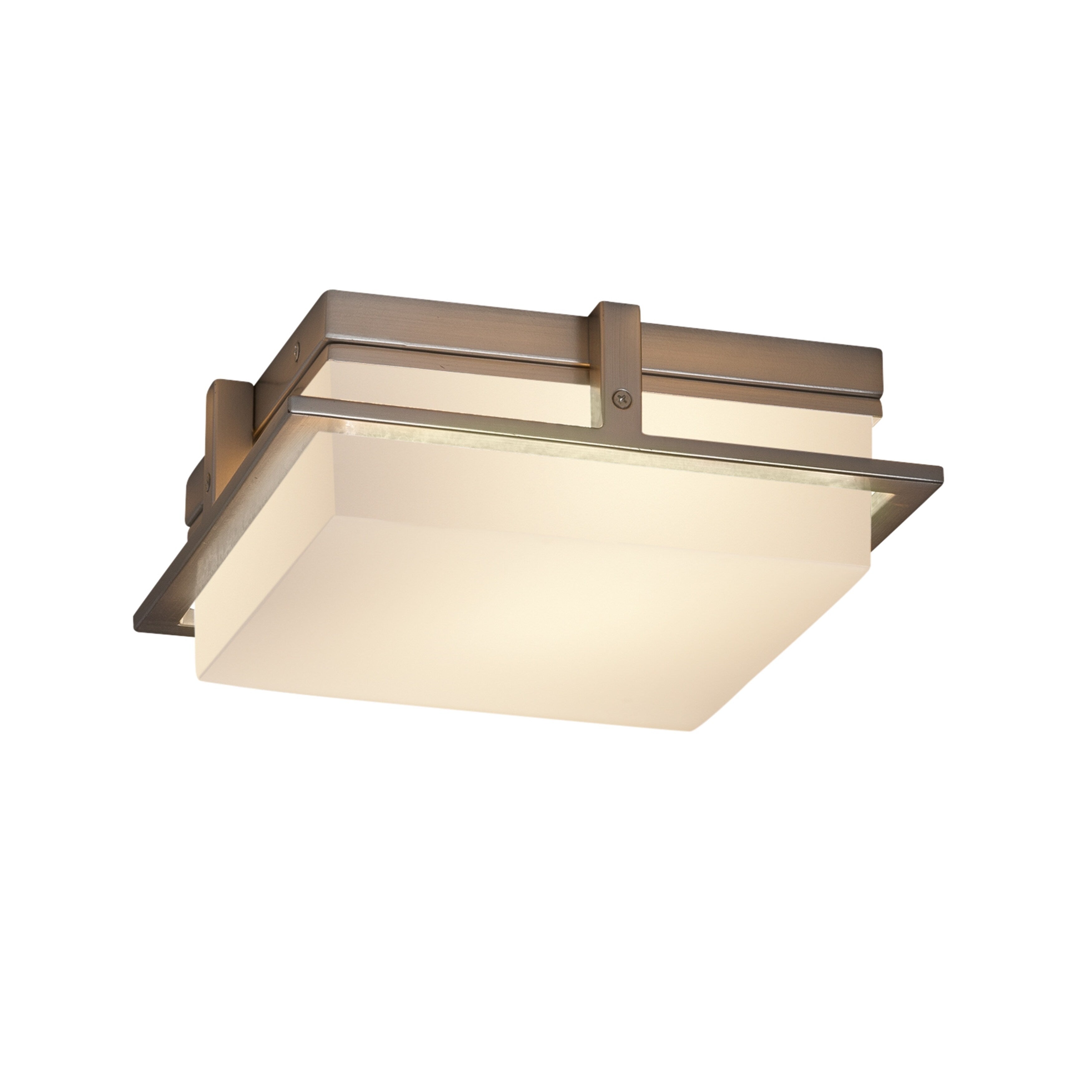 Justice Design Group Fusion Avalon 10 Inch Brushed Nickel Led Outdoor Flush Mount Opal Shade