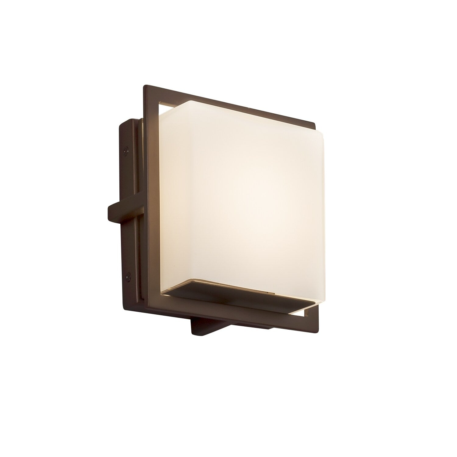 Justice Design Fusion Avalon Dark Bronze Ada Led Outdoor Wall Sconce Square Opal Shade