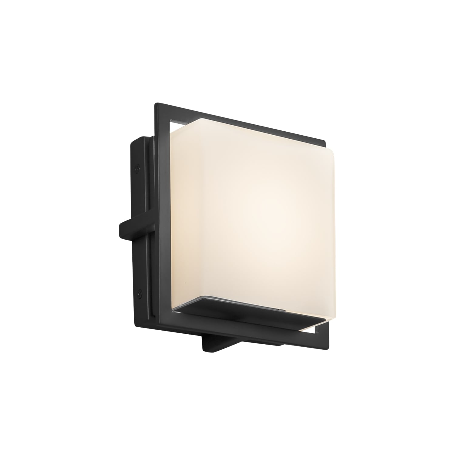 Justice Design Group Fusion Avalon Matte Black Ada Led Outdoor Wall Sconce Square Opal Shade
