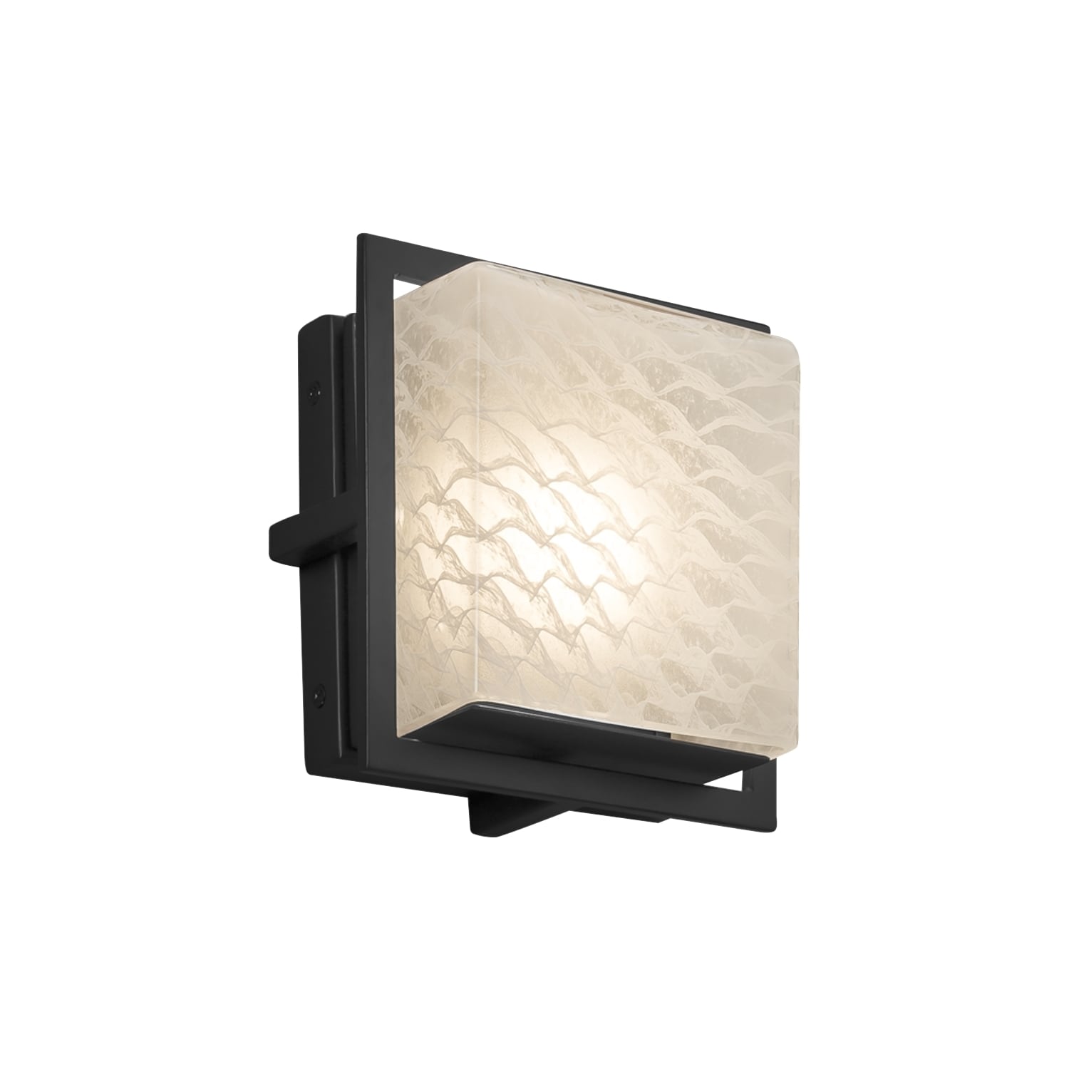 Justice Design Group Fusion Avalon Matte Black Ada Led Outdoor Wall Sconce Square Weave Shade