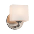 Justice Design Group Fusion Bronx 1 Light Brushed Nickel Wall Sconce Opal Rectangle Shade