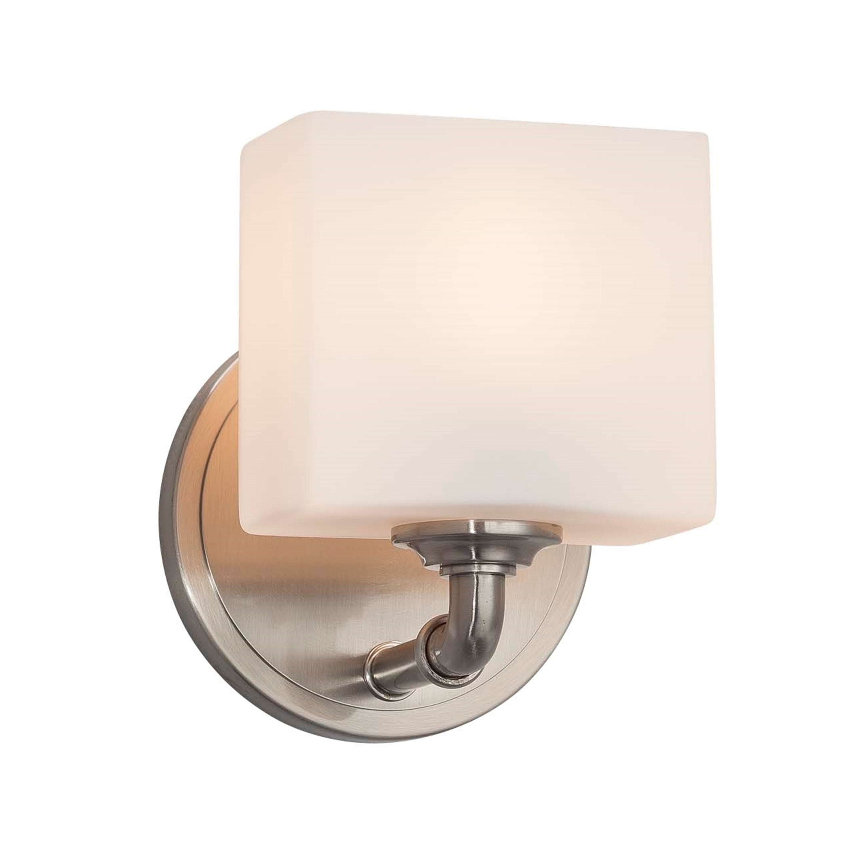 Justice Design Group Fusion Bronx 1 Light Brushed Nickel Wall Sconce Opal Rectangle Shade