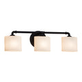 Justice Design Group Fusion Bronx 3 Light Matte Black Bath Bar Opal Oval Shade