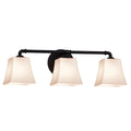 Justice Design Group Fusion Bronx 3 Light Matte Black Bath Bar Opal Square Flared Shade
