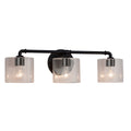 Justice Design Group Fusion Bronx 3 Light Matte Black Bath Bar Seeded Oval Shade
