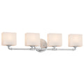 Justice Design Group Fusion Bronx 4 Light Polished Chrome Bath Bar Opal Rectangle Shade
