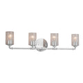 Justice Design Group Fusion Bronx 4 Light Polished Chrome Bath Bar Seeded Cylinder W Flat Rim Shade