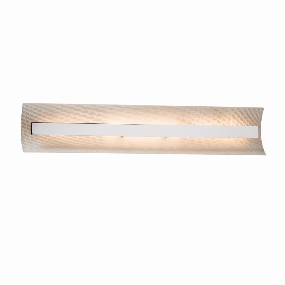 Justice Design Group Fusion Contour 29 Inch Polished Chrome Ada Led Wall Bath Bar Weave Shade