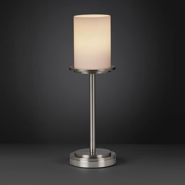 Copper Grove Opzoom 1 Light Brushed Nickel Table Lamp With Flat Rim Cylindrical Opal Shade