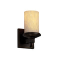 Justice Design Group Fusion Deco 1 Light Dark Bronze Wall Sconce Droplet Cylinder Flat Rim Shade