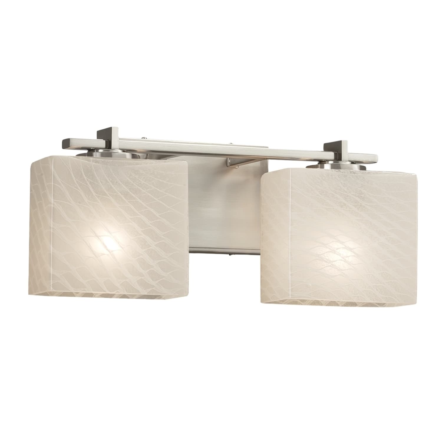 Justice Design Group Fusion Era 2 Light Brushed Nickel Bath Light Weave Rectangle Shade