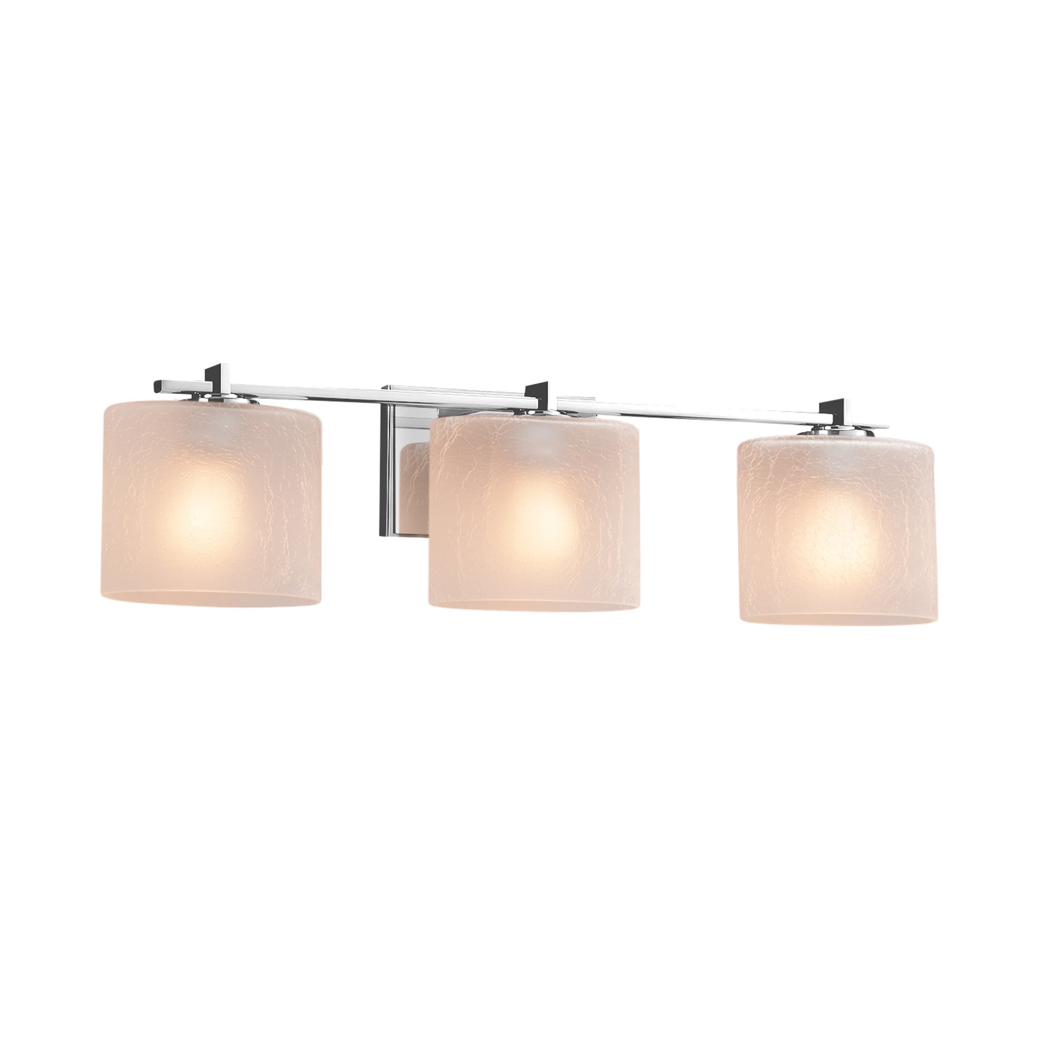 Justice Design Group Fusion Era 3 Light Polished Chrome Bath Bar Frosted Crackle Oval Shade