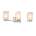 Justice Design Group Fusion Era 3 Light Polished Chrome Bath Bar Frosted Crackle Square W Flat Rim Shade