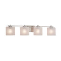 Justice Design Group Fusion Era 4 Light Brushed Nickel Bath Bar Frosted Crackle Oval Shade