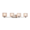 Justice Design Group Fusion Era 4 Light Brushed Nickel Bath Bar Frosted Crackle Rectangle Shade