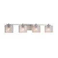 Justice Design Group Fusion Era 4 Light Brushed Nickel Bath Bar Seeded Rectangle Shade