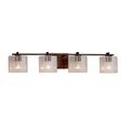 Justice Design Group Fusion Era 4 Light Dark Bronze Bath Bar Seeded Oval Shade