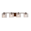 Justice Design Group Fusion Era 4 Light Dark Bronze Bath Bar Seeded Rectangle Shade