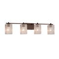 Justice Design Group Fusion Era 4 Light Dark Bronze Bath Bar Seeded Square W Flat Rim Shade