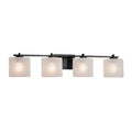 Justice Design Group Fusion Era 4 Light Matte Black Bath Bar Frosted Crackle Oval Shade