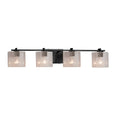 Justice Design Group Fusion Era 4 Light Matte Black Bath Bar Seeded Oval Shade