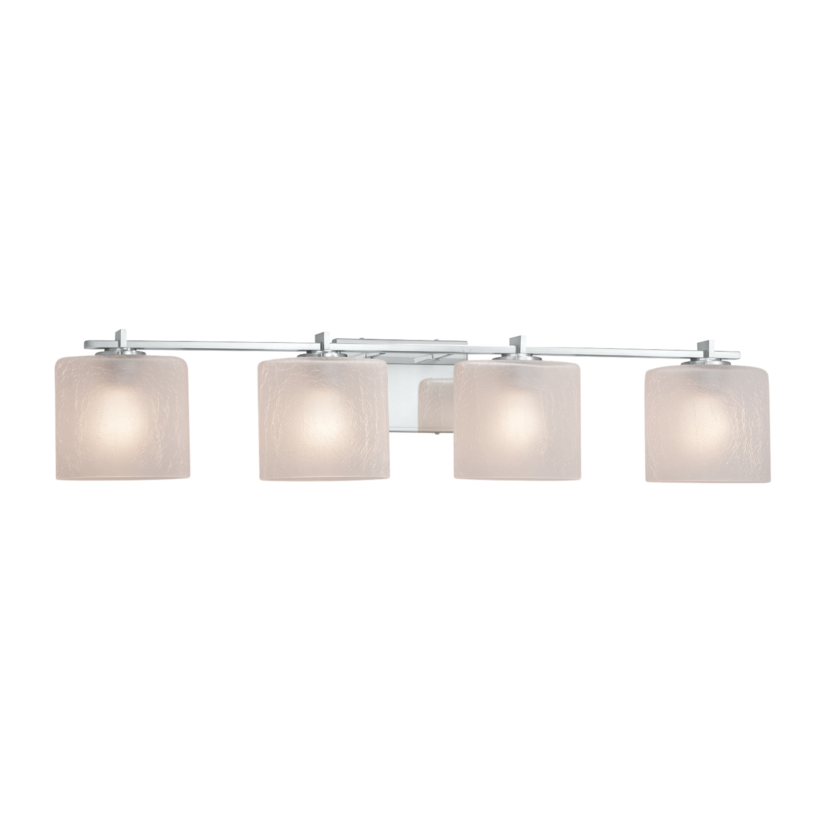 Justice Design Group Fusion Era 4 Light Polished Chrome Bath Bar Frosted Crackle Oval Shade