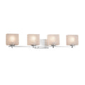Justice Design Group Fusion Era 4 Light Polished Chrome Bath Bar Frosted Crackle Rectangle Shade