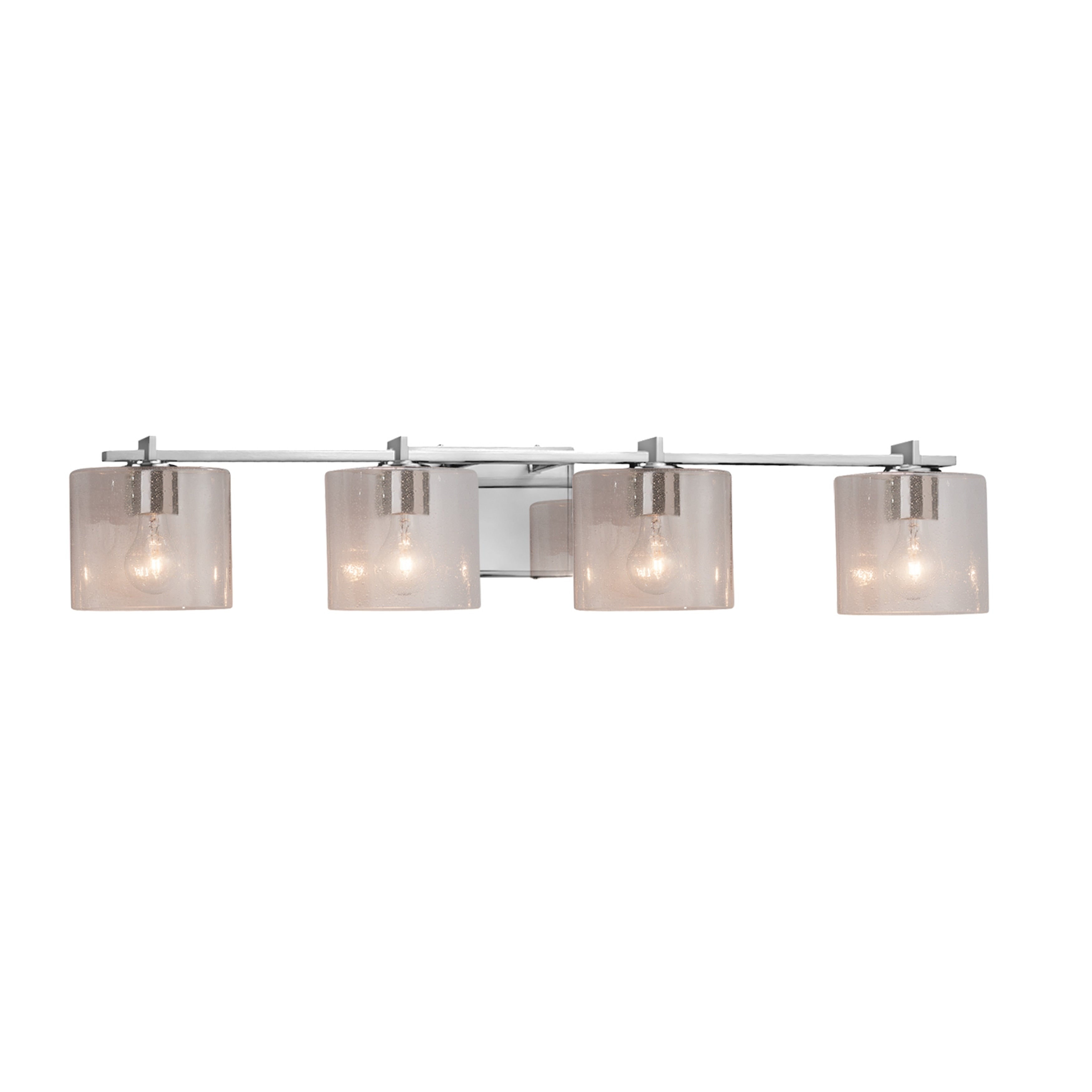 Justice Design Group Fusion Era 4 Light Polished Chrome Bath Bar Seeded Oval Shade