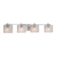 Justice Design Group Fusion Era 4 Light Polished Chrome Bath Bar Seeded Rectangle Shade