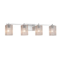 Justice Design Group Fusion Era 4 Light Polished Chrome Bath Bar Seeded Square W Flat Rim Shade