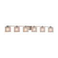 Justice Design Group Fusion Era 6 Light Brushed Nickel Bath Bar Frosted Crackle Oval Shade