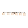 Justice Design Group Fusion Era 6 Light Brushed Nickel Bath Bar Opal Oval Shade