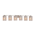 Justice Design Group Fusion Era 6 Light Brushed Nickel Bath Bar Seeded Square W Flat Rim Shade