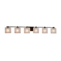 Justice Design Group Fusion Era 6 Light Dark Bronze Bath Bar Frosted Crackle Oval Shade