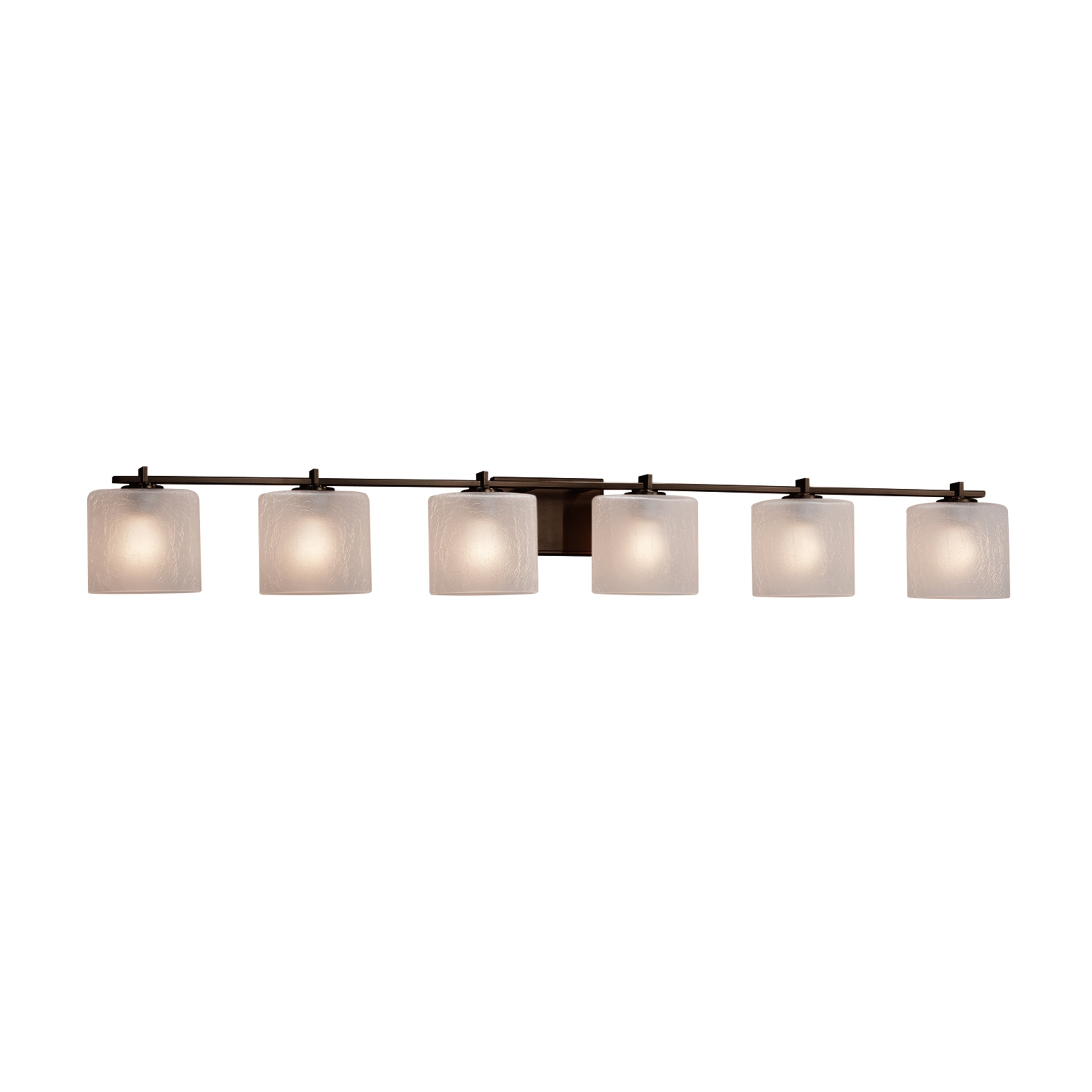 Justice Design Group Fusion Era 6 Light Dark Bronze Bath Bar Frosted Crackle Oval Shade