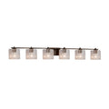 Justice Design Group Fusion Era 6 Light Dark Bronze Bath Bar Seeded Oval Shade