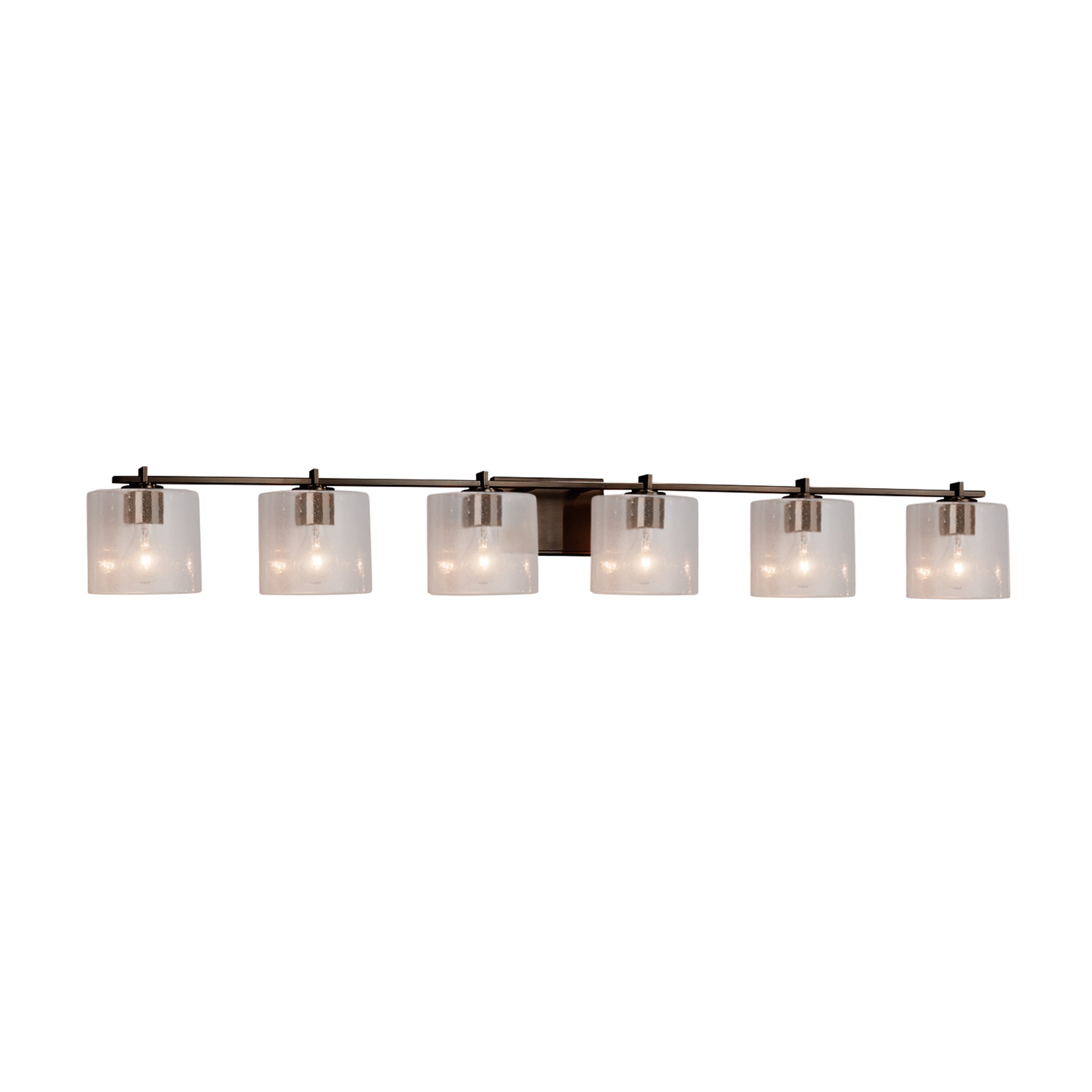 Justice Design Group Fusion Era 6 Light Dark Bronze Bath Bar Seeded Oval Shade