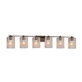 Justice Design Group Fusion Era 6 Light Dark Bronze Bath Bar Seeded Square W Flat Rim Shade