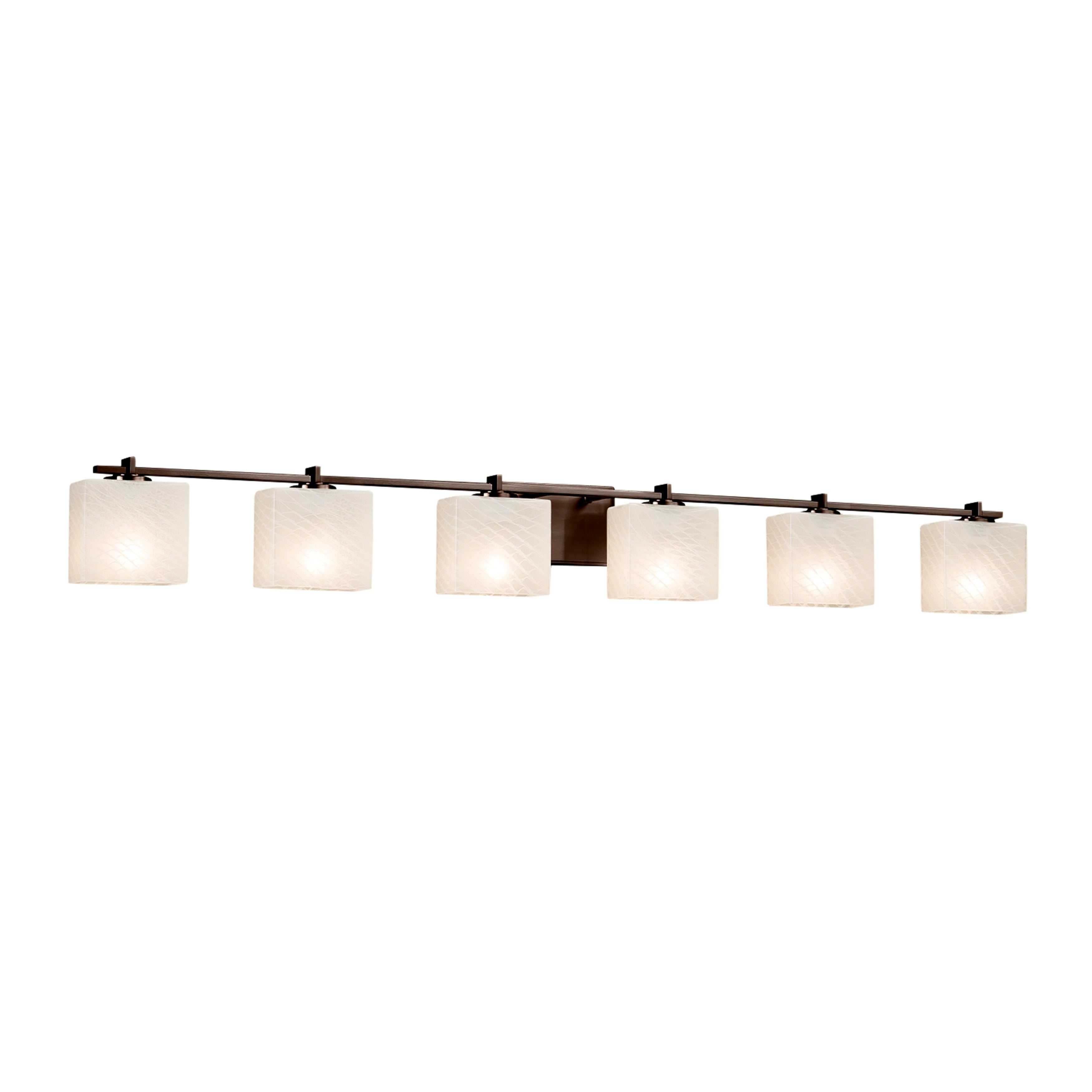 Justice Design Group Fusion Era 6 Light Dark Bronze Bath Bar Weave Rectangle Shade
