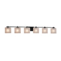 Justice Design Group Fusion Era 6 Light Matte Black Bath Bar Frosted Crackle Oval Shade